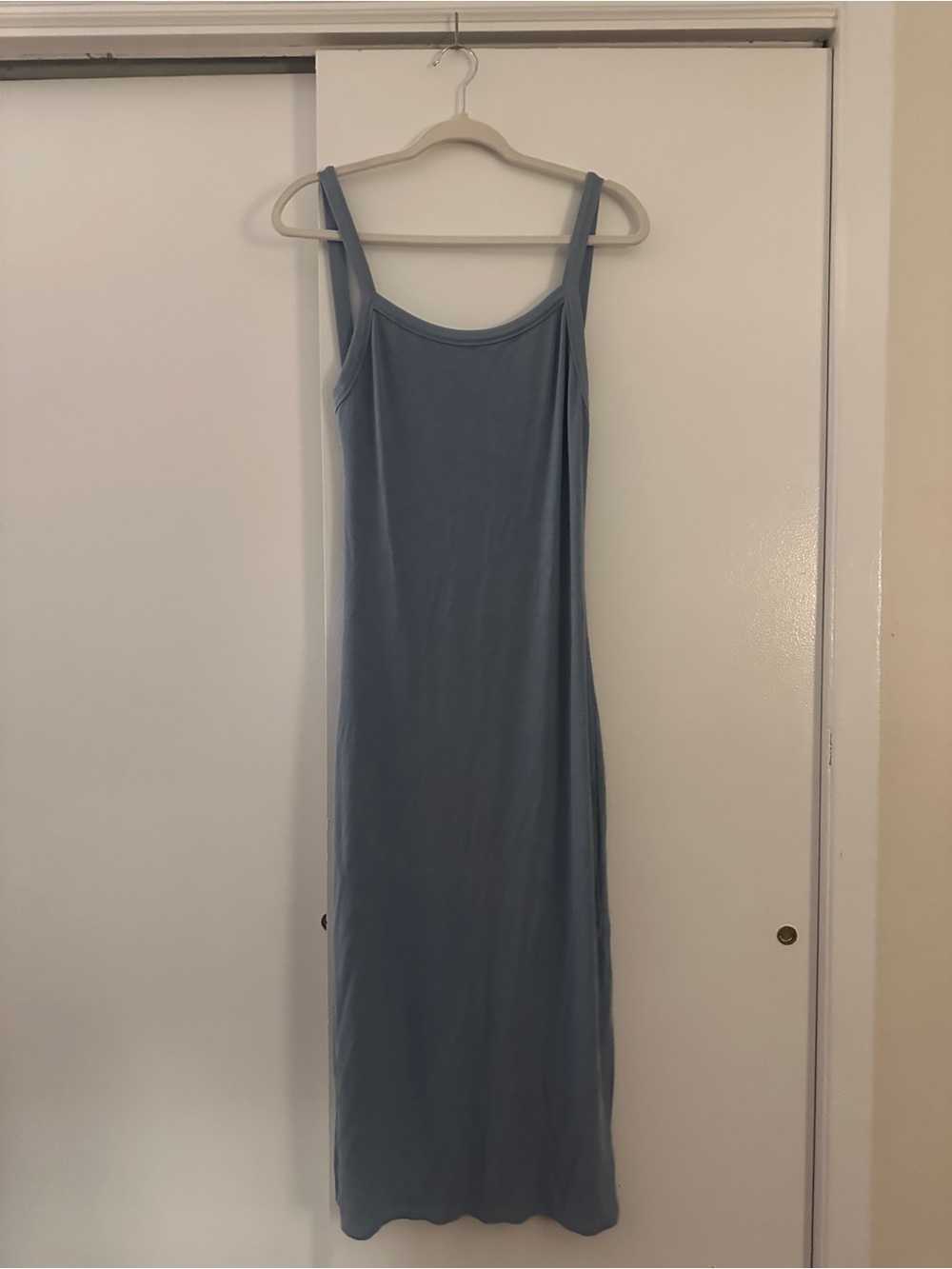 Slip Maxi Dress in Dusty Blue - Backless